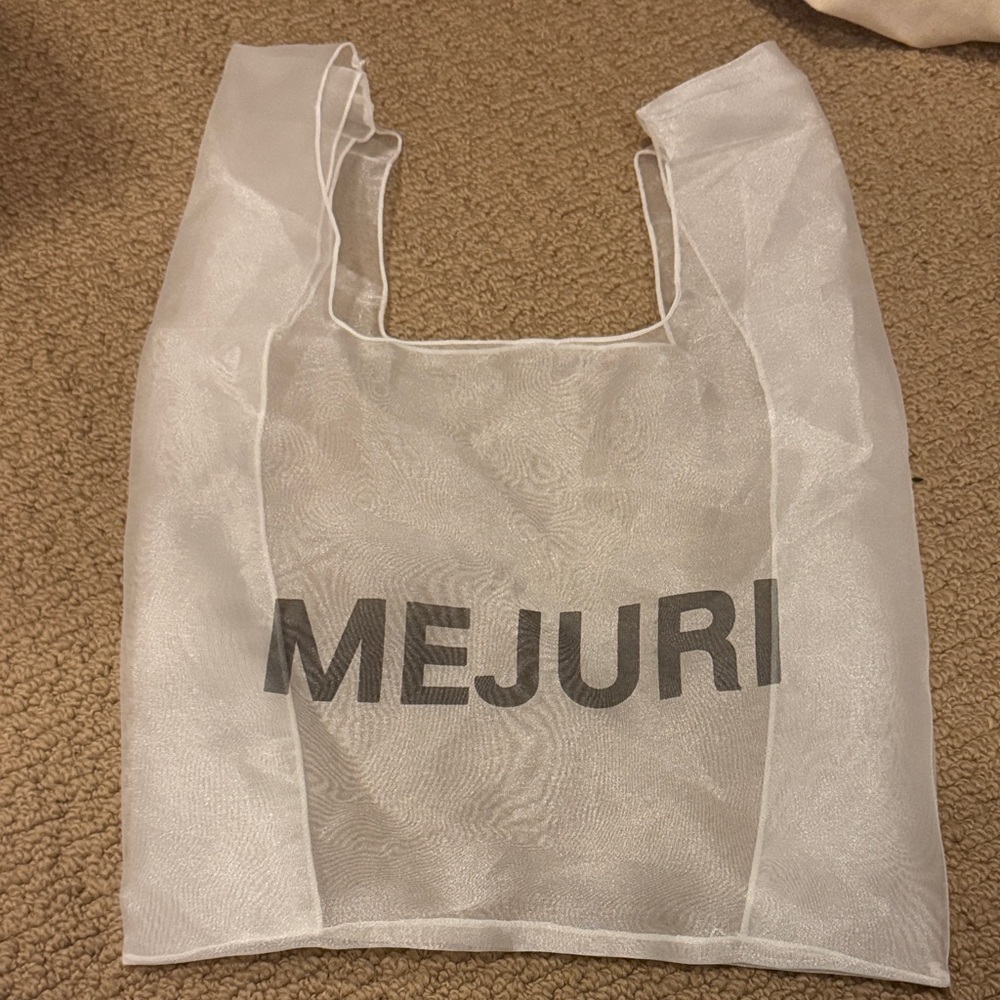 Mejuri White Mesh Logo Shopper Tote